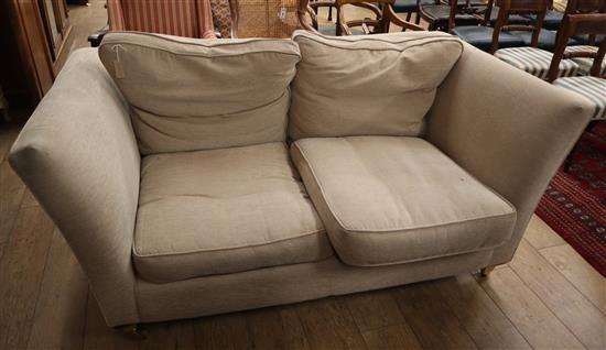 A modern natural linen two seater sofa W.180cm